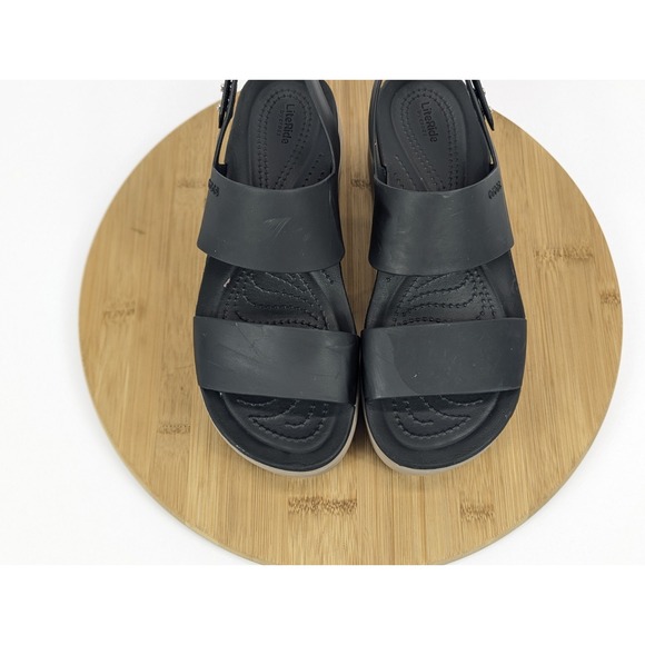 Crocs Brooklyn Low Wedge Sandals Womens 8‎ Platform 2 Strap   Sling Black - Picture 9 of 11